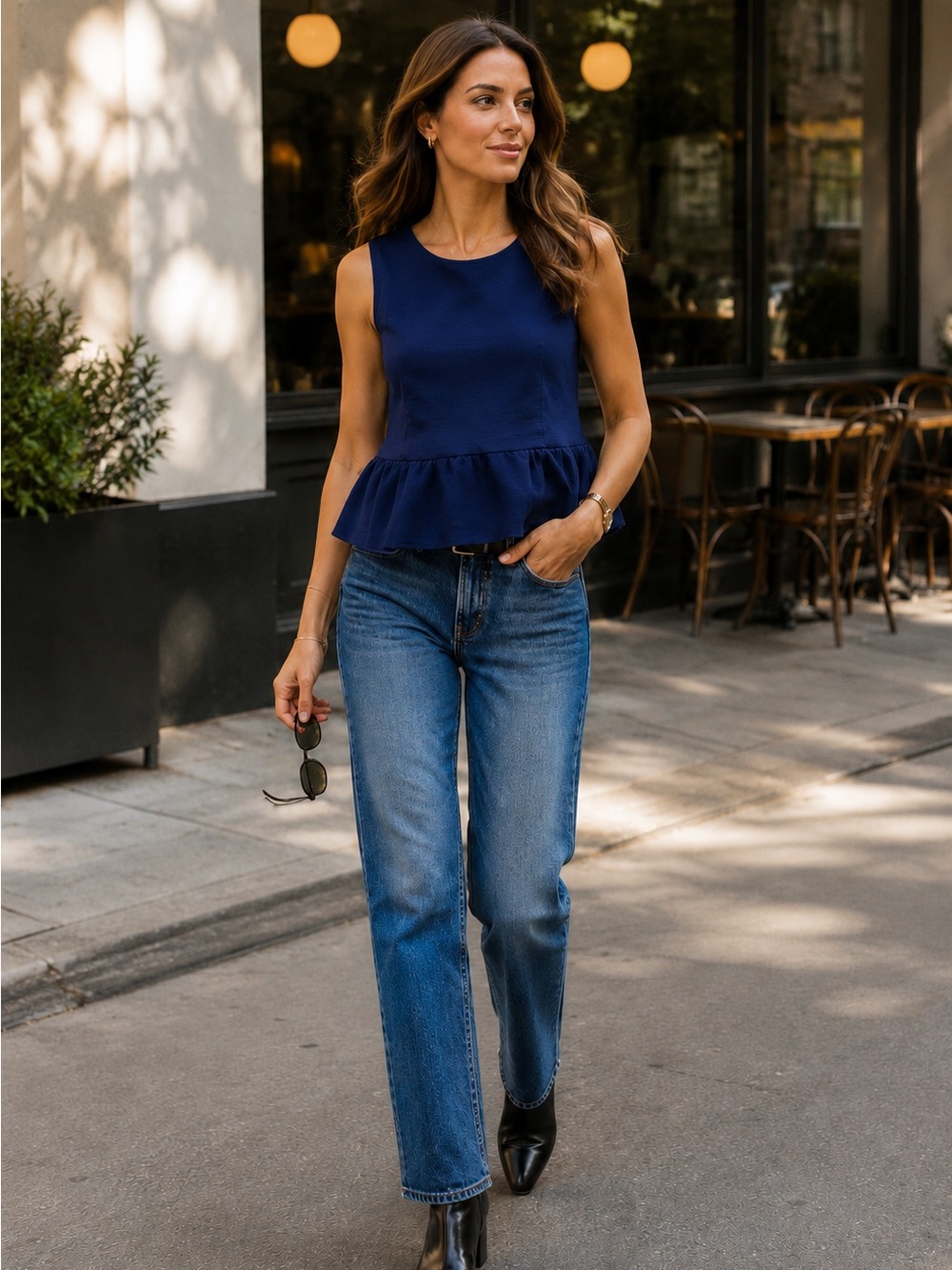 Madewell Peplum Tank in Navy
